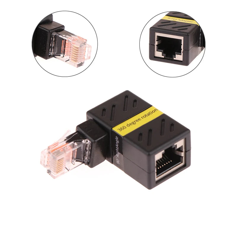 360 Rotatable Network Plug RJ45 Gigabit Adapter 90 Degrees Right Qme Default Title