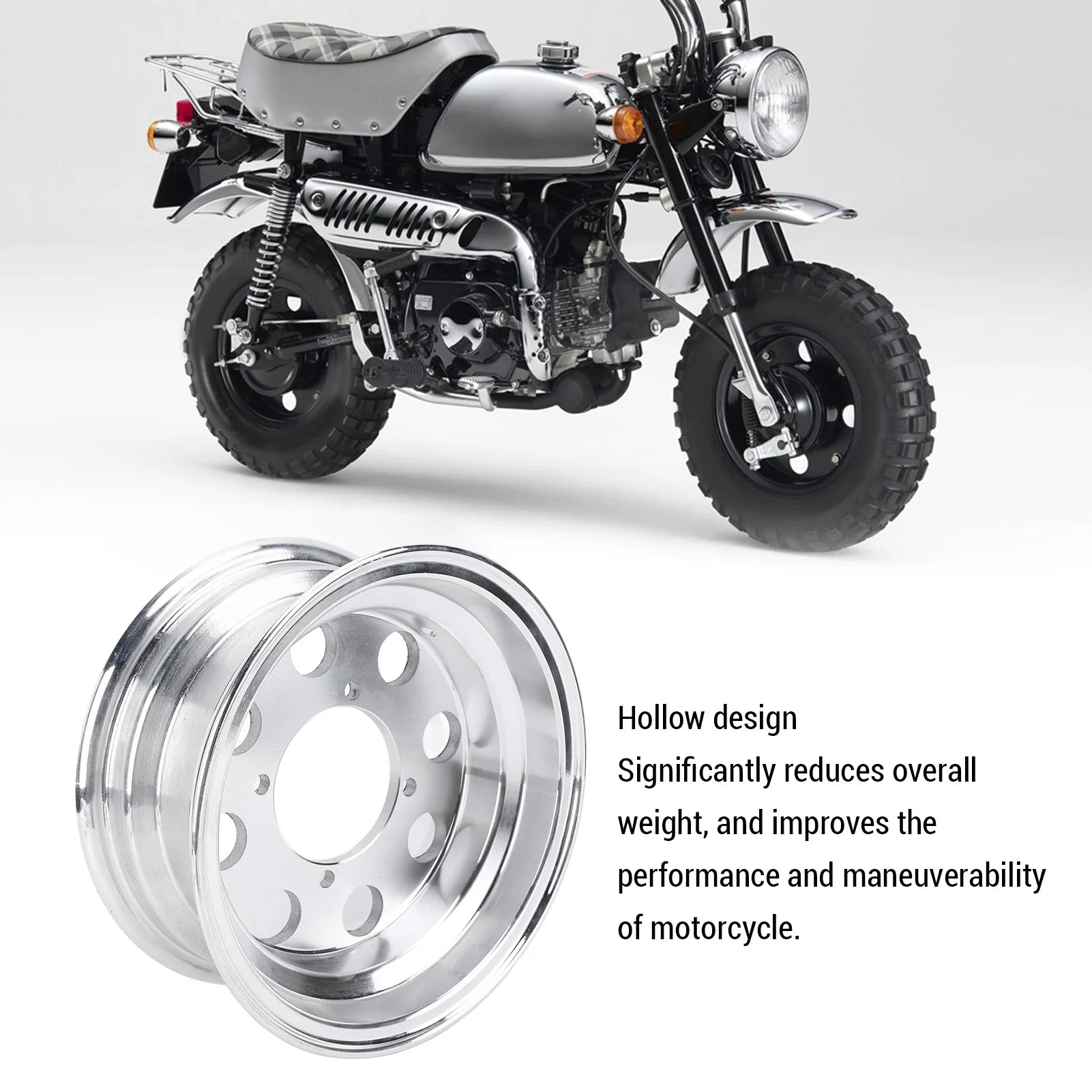 8Inch Motorcycle Rear Wheel Rim Fine Polishing Aluminium Alloy Wheel Hub for Honda Monkey Z50 Z50R Z50J Bike Qme