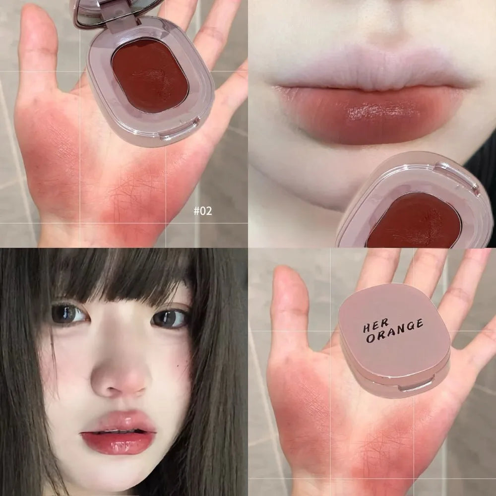 Velvet Cream Multi-Use Palette Low Saturation Contour Blush & Lip Tint Natural Matte Finish for Autumn Winter Nude Makeup Qme 02