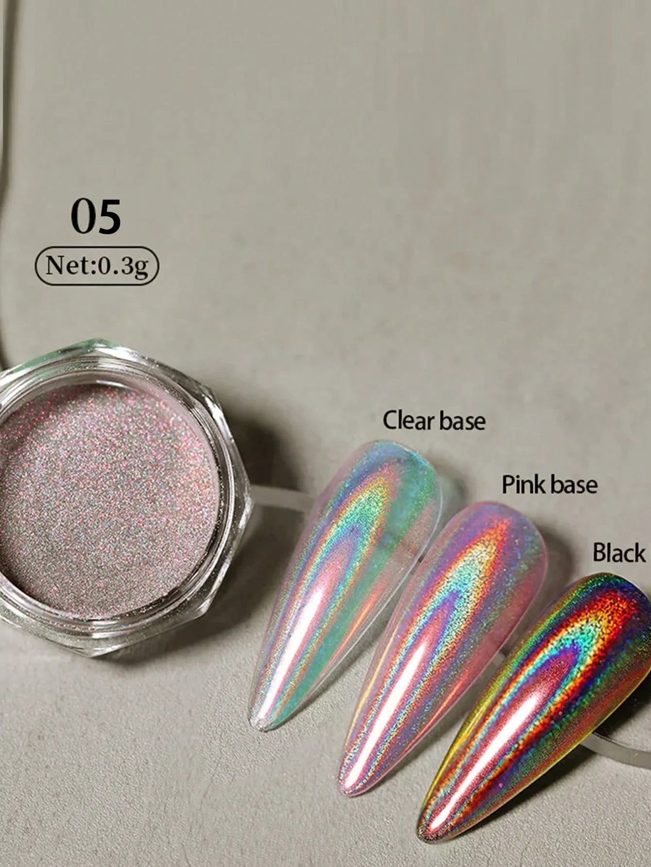 1 Aurora Rainbow Laser Nail Powder Ultra Shiny Fine Glitter Solvent Qme 05