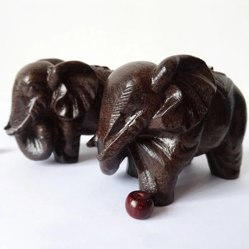 Luxury Elephant Figurine Wooden Ornaments Crafts Retro Home Feng Shui Qme