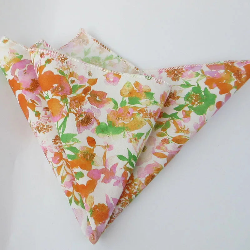 Fashionable Men's Floral Flower Cotton Handkerchief Lovely Green Blue Qme color6