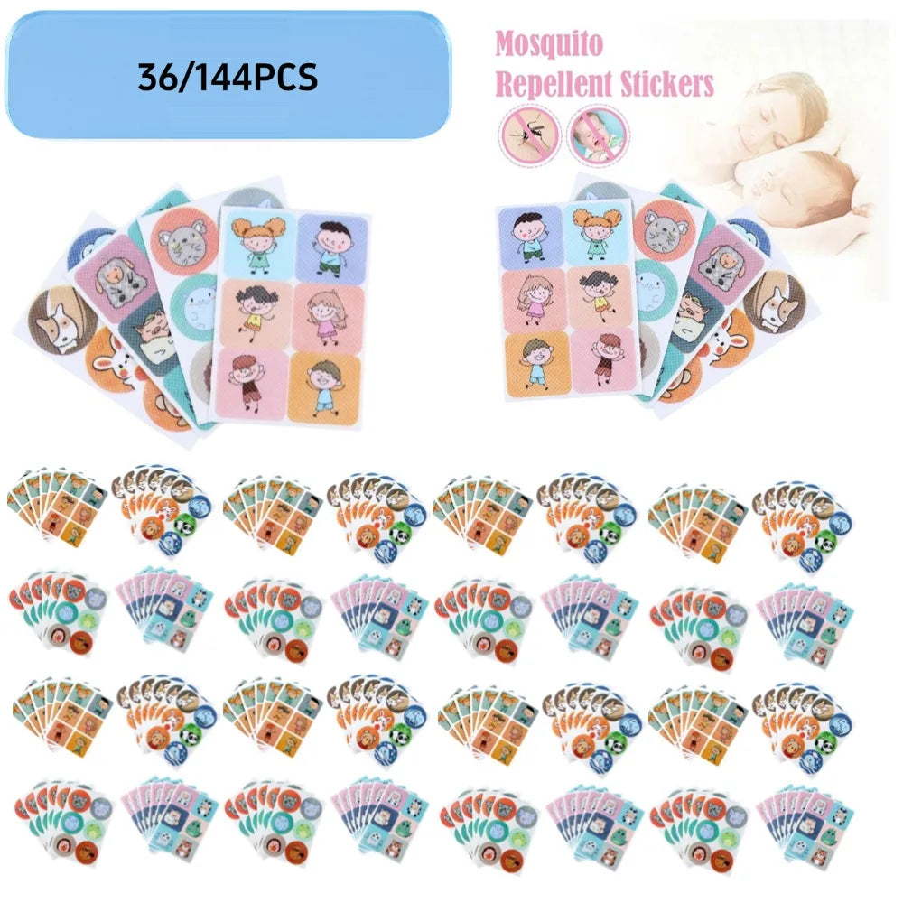 36/144Pcs Baby Mosquito Repellent Stickers Cartoon Patch Non-Toxic Natural Essential Oil Insect Bug Protector for Infants Toddl Qme