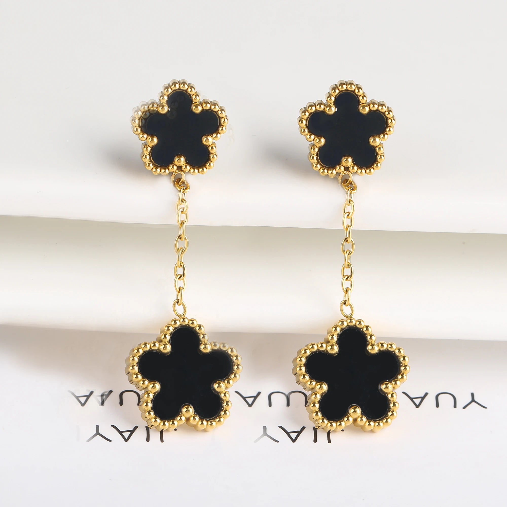 High Quality Stainless Steel Five-Leaf Flower Plant Earrings Classic Luxury For Woman Party Wedding Jewelry Hot Sale Clover Qme Earrings 15