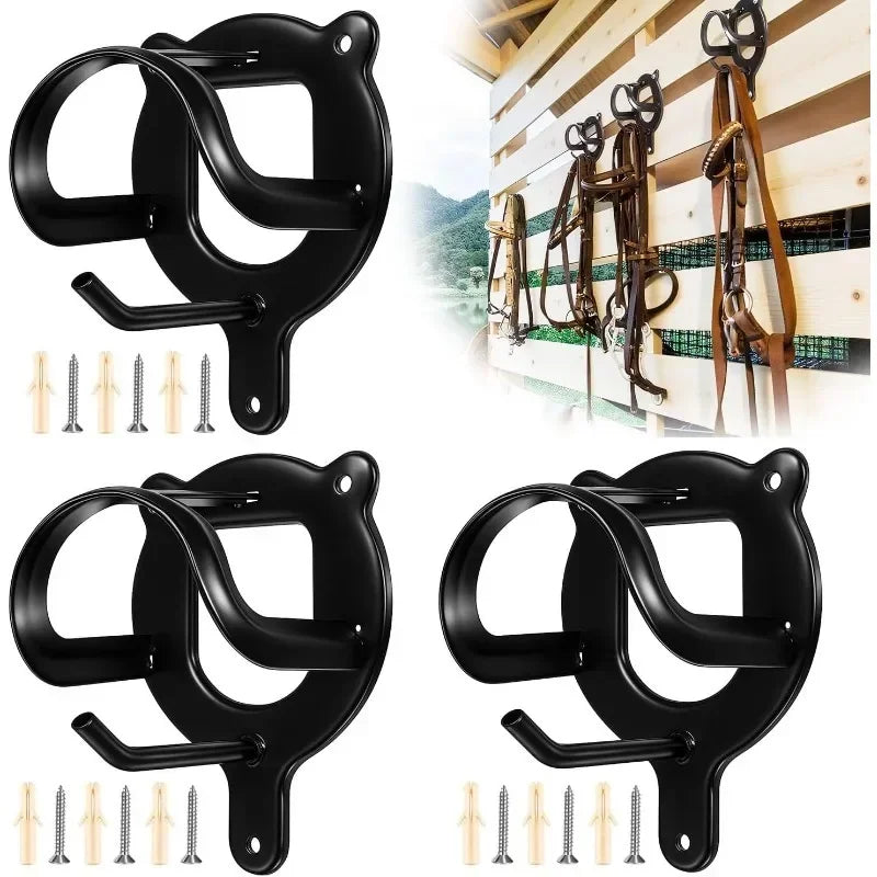 Horse Bridle Rack Bracket Hooks Tack Storage Halter Hanger Metal Qme