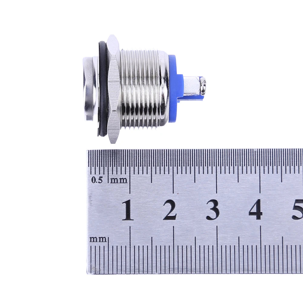Silver 19mm 12V Waterproof Metal Car On Off Push Button Switch Qme
