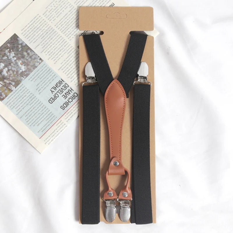 Vintage Suspenders Men Women Adult Button End Y Back Adjustable Qme black