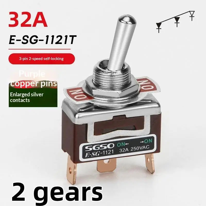 1Pcs Power Switch 2/3/4/6Pin E-SG Toggle Switch 32A 250VAC Rocker Switch With Brass Screw Foot Pin Qme 1121T 3Pin