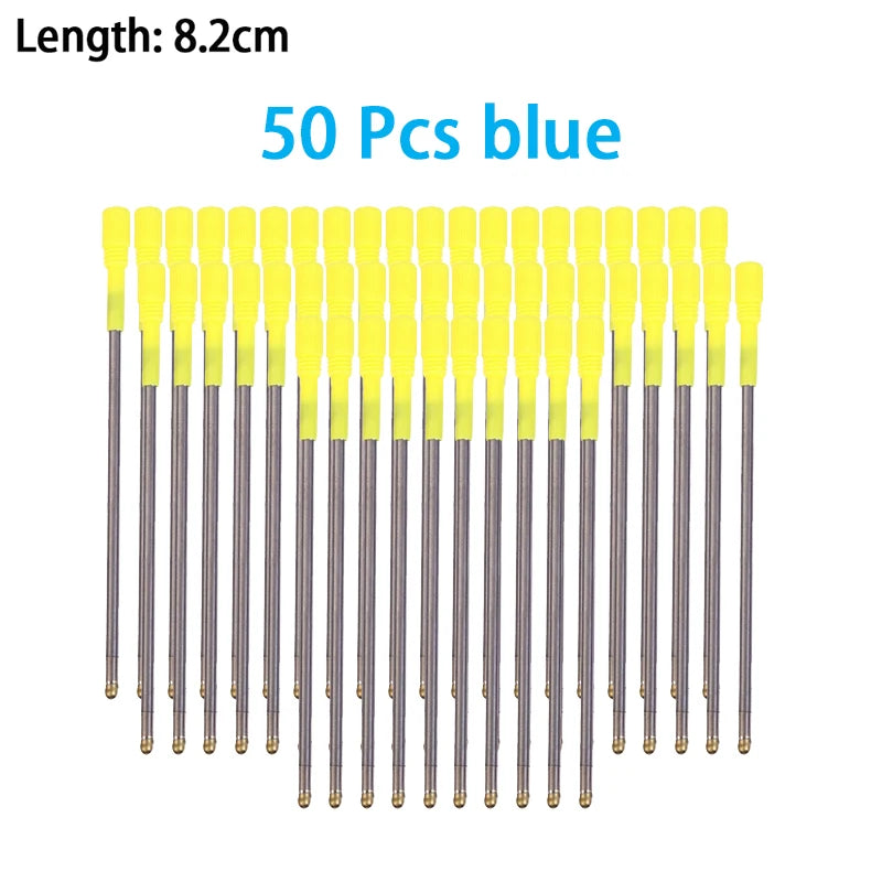 30/50/100 Pcs 7/8.2/11.5cm Ballpoint Pen Refills 0.7mm Medium Tip Blue Black Ink Refill Rods Office Student Writing Stationery Qme 8.2cm-50 blue