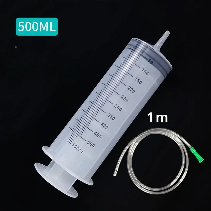 Large Vacuum Capacity Syringe 100/200/300/500ml Reusable Syringe Oil Pump with 1m Hose Pet Nutrition Feeding Metering Pump Qme 500ml
