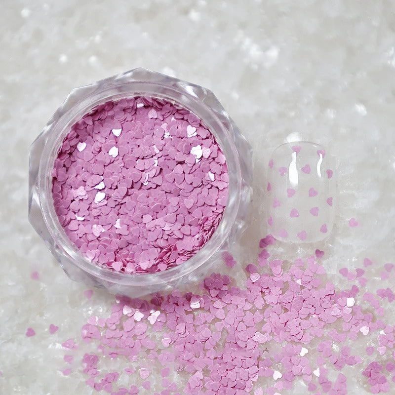 1Jar Mini Sparkling Love Nail Glitter Heart Decoration Salon Design Qme Dark pink