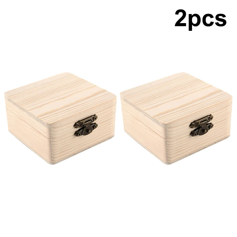 8x8x4 Plain Natural Wooden Packing Box Storage Home Sundries Qme 2pcs