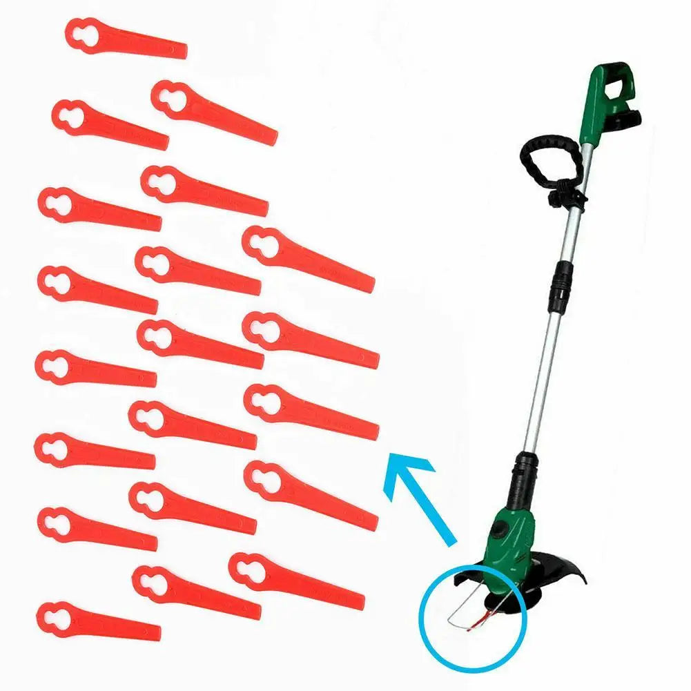 100pcs Plastic Cutter Blades For Electric Cordless Grass Trimmer Strimmer Tool Grass Trimmer Blades Replacement Garden Tool Qme