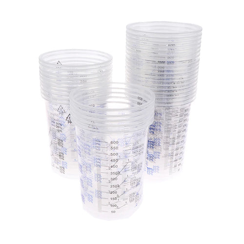 10/50pcs Paint Mixing Calibrated Cup Plastic Paint Mixing Cups 600ml Mixing Pots Qme