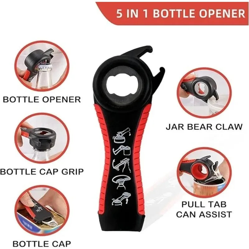 Multi-functional Can Bottle Opener Twist Cap Remover Anti-slip Grip Qme