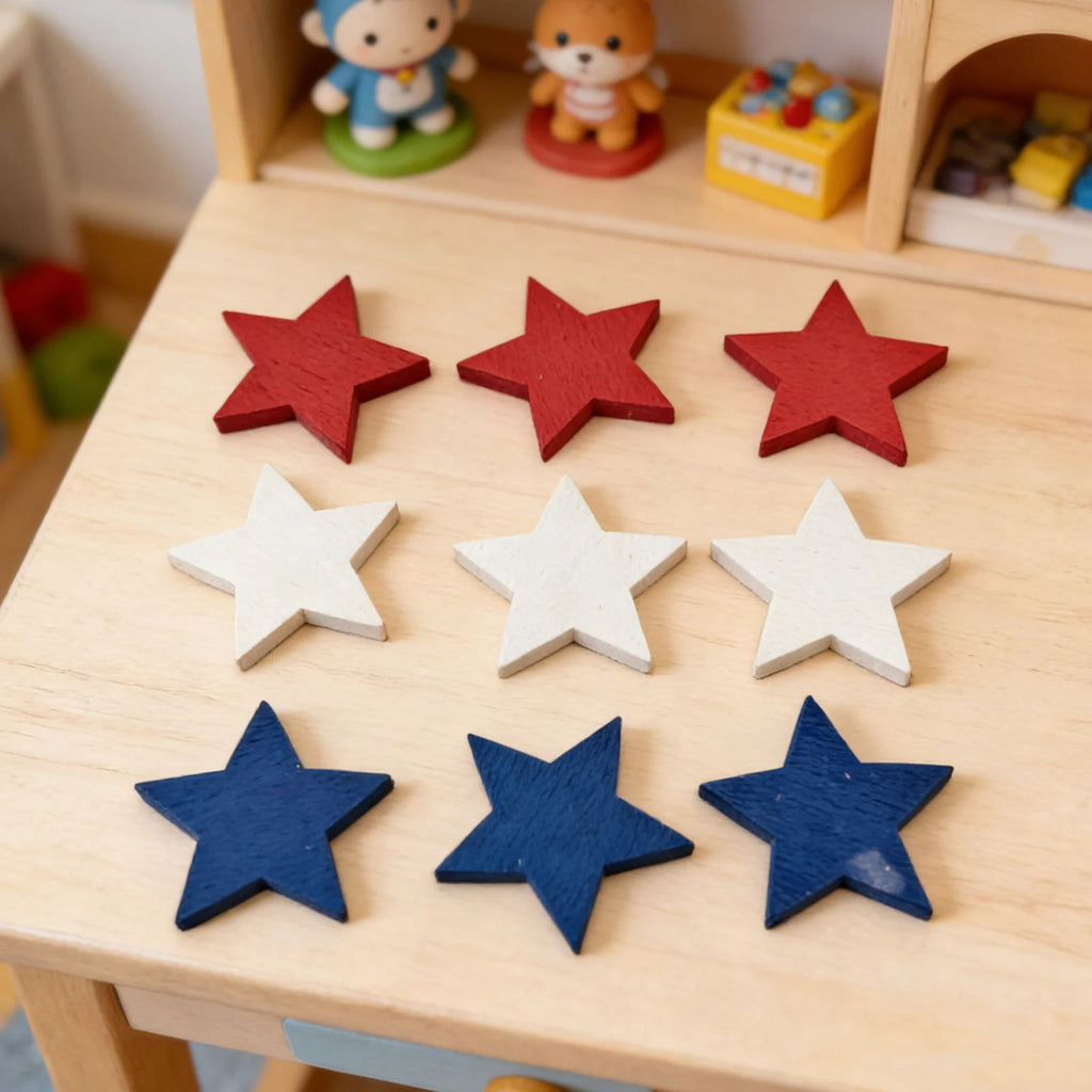 Wooden Multi-sized Star Decorations American Independence Day Themed Holiday Party Decorative Props Tray Layout Ornaments Qme