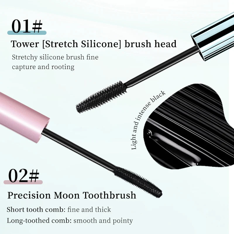 Long Lasting Black Mascara - Intense Length & Volumizing,Waterproof, mudge-Proof,Quick-Dry,Clump-Free,Curling Styling For Bold Qme