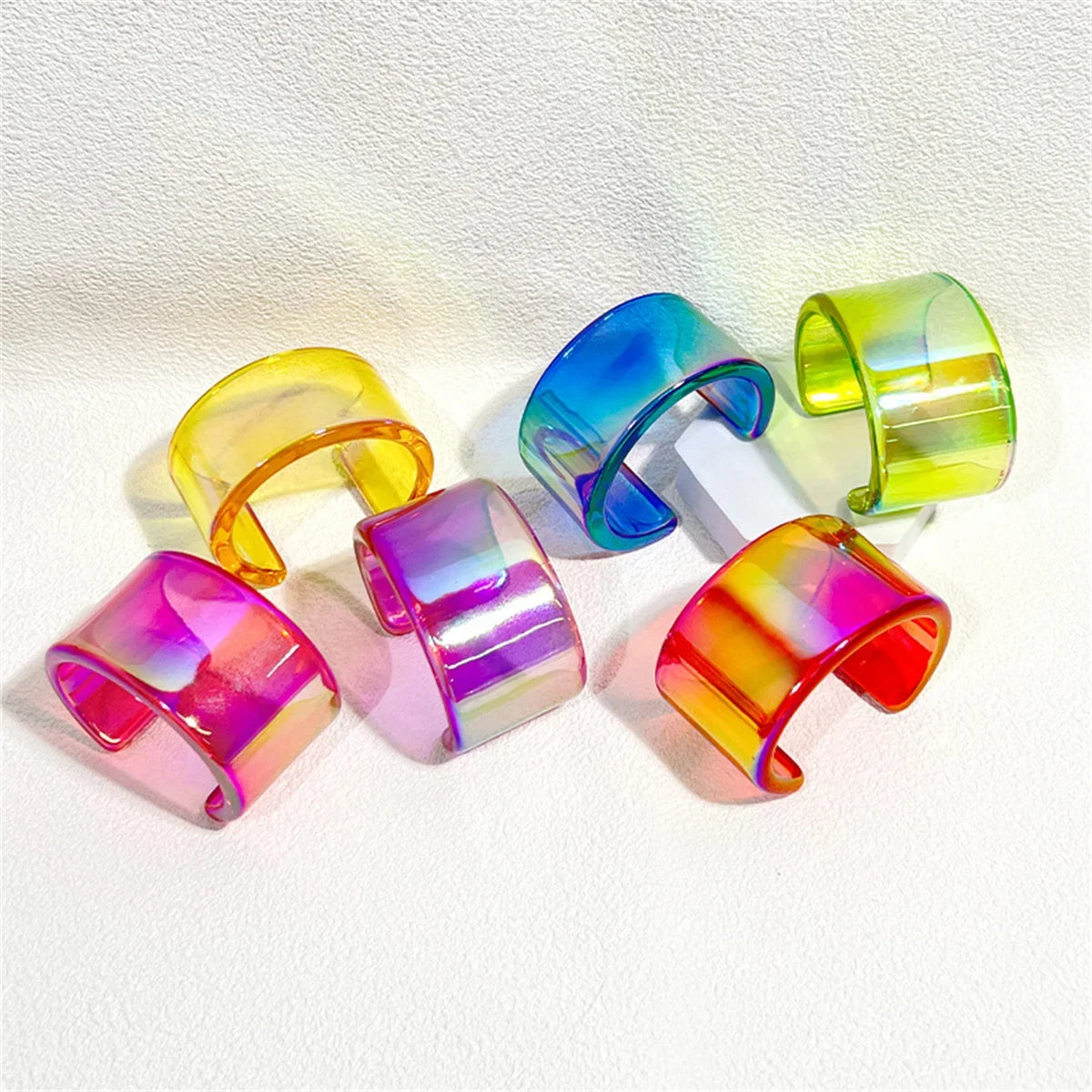 Cool Ins Transparent Acrylic Resin Open Bangle Bracelet for Women Geometric Korean Retro Wide Bracelet Girls Hand Jewelry Bangle Qme