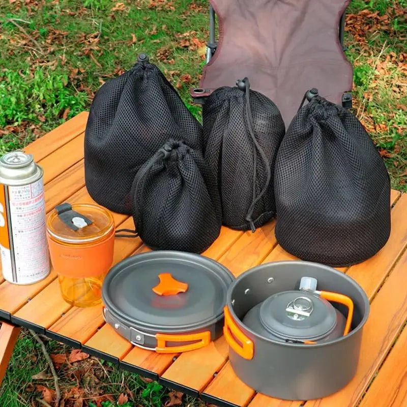 Outdoor Camping Storage Protective Bags Portable Picnic Cookware Mesh Qme