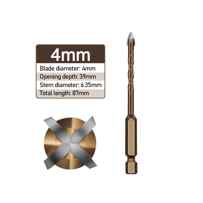 Hard Metal Hex-Shank Drill Bit Sets Tungsten Carbide Hole Cutter Tool For Wall Brick Glass Tile 3mm-12mm Qme Concrete Bit 4mm