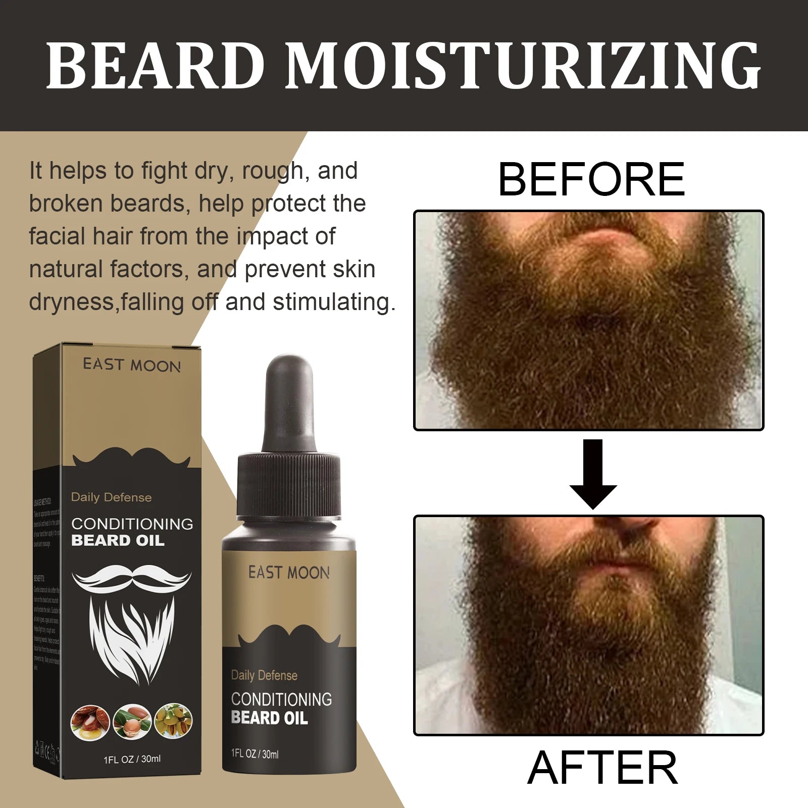 30ml Facial Hair Beard Growth Oil Serum For Men's Thick Soft Smooth Beard Oil Natural Moisturizing Beard Grooming Oil Beard Care Qme