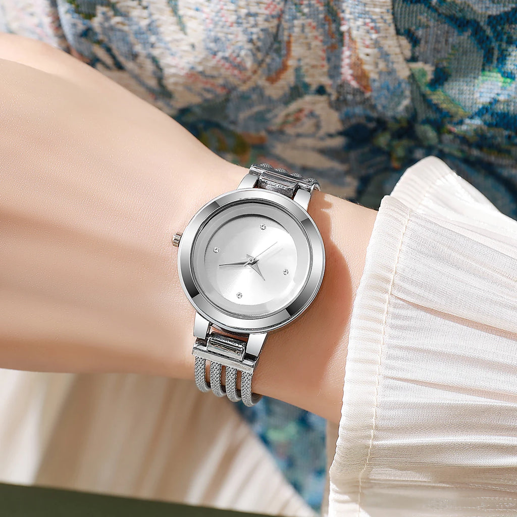 Mulheres de luxo relógio de quartzo moda analógico senhoras relógios de pulso meninas presente reloj mujer Qme 4