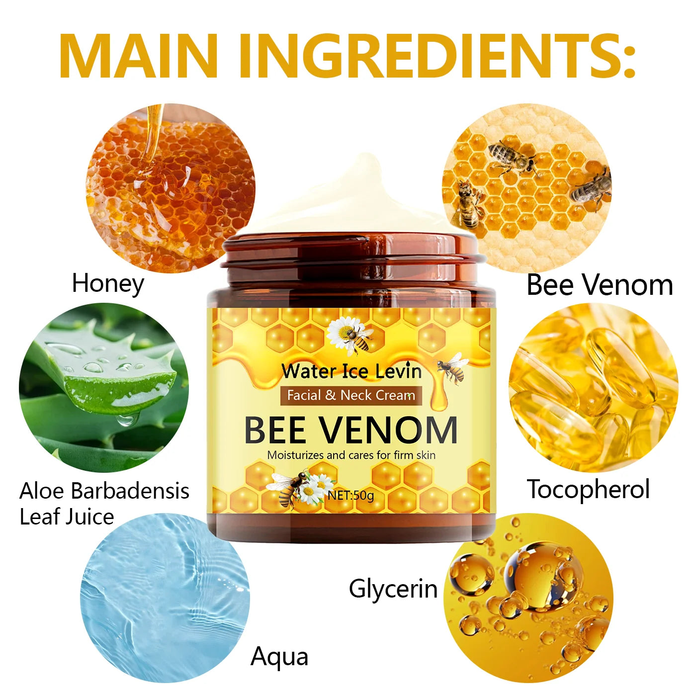 Bee Venom Cream Face Whitening Cream Remove Dark Spots Fade Freckle Melanin Anti Wrinkle Aging Moisturizing Brighten Skin Qme
