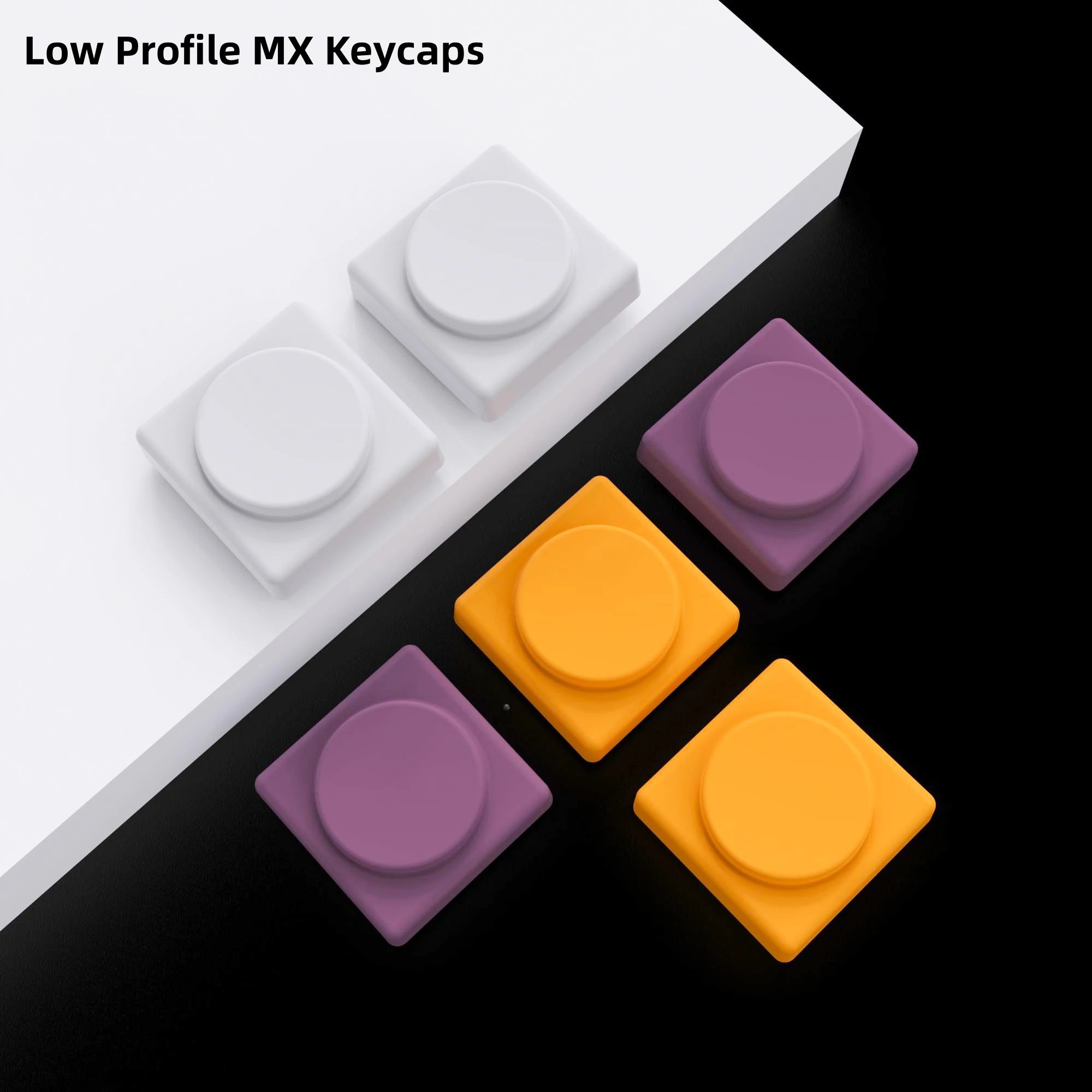 7PCS CHOSFOX Keycaps Low Profile ABS Keycaps for Gateron Low Profile MX Switch Mechanical Keyboard Ultra Thin Purole Yellow Grey Qme