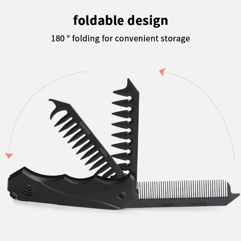 Professional 1 Pocket Folding Combs Wide Tooth Oil Head Comb Beard Qme