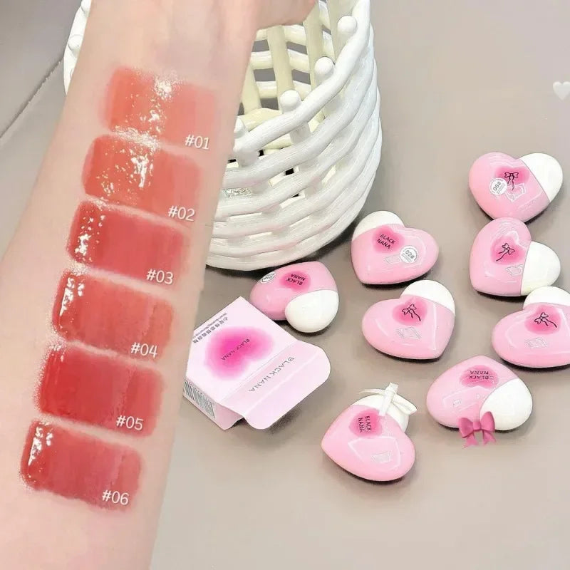 Water Gloss Jelly Lip Gloss Cute Heart-shaped Lipsticks Lasting Hydrating Plumper Lip Gloss Rose Berry Lip Tinted Lips Beauty Qme