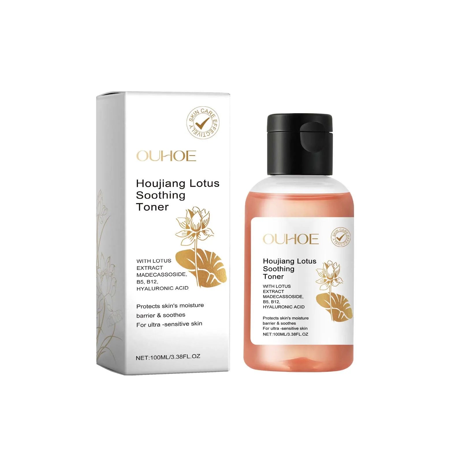 Lotus Facial Toner Soothing Moisturizing Smoothing Brightening Firming Skin Care for Sensitive Skin Pore Refining Essence Toner Qme 100ml Boxed