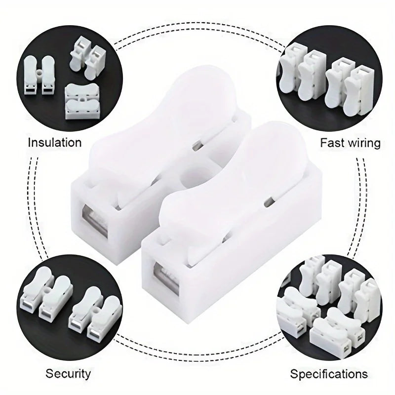 100pcs CH-2 Quick Wire Connection Terminals - Premium Spring Wire Connectors For Electrical Cable Clamp Terminal Block Connector Qme