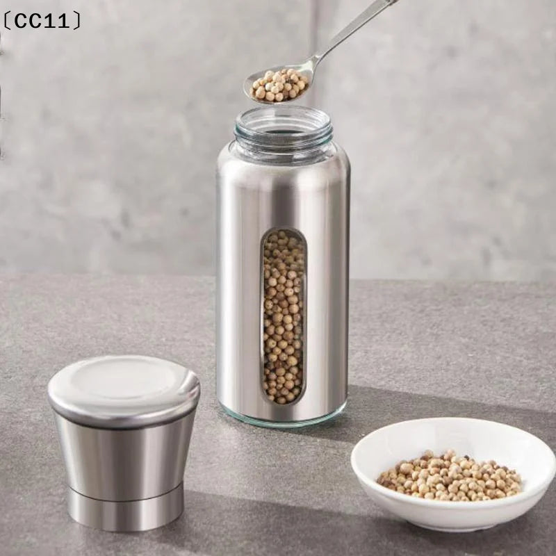 Stainless Steel Manual Salt Pepper Mill Adjustable Seasoning Bottle Qme