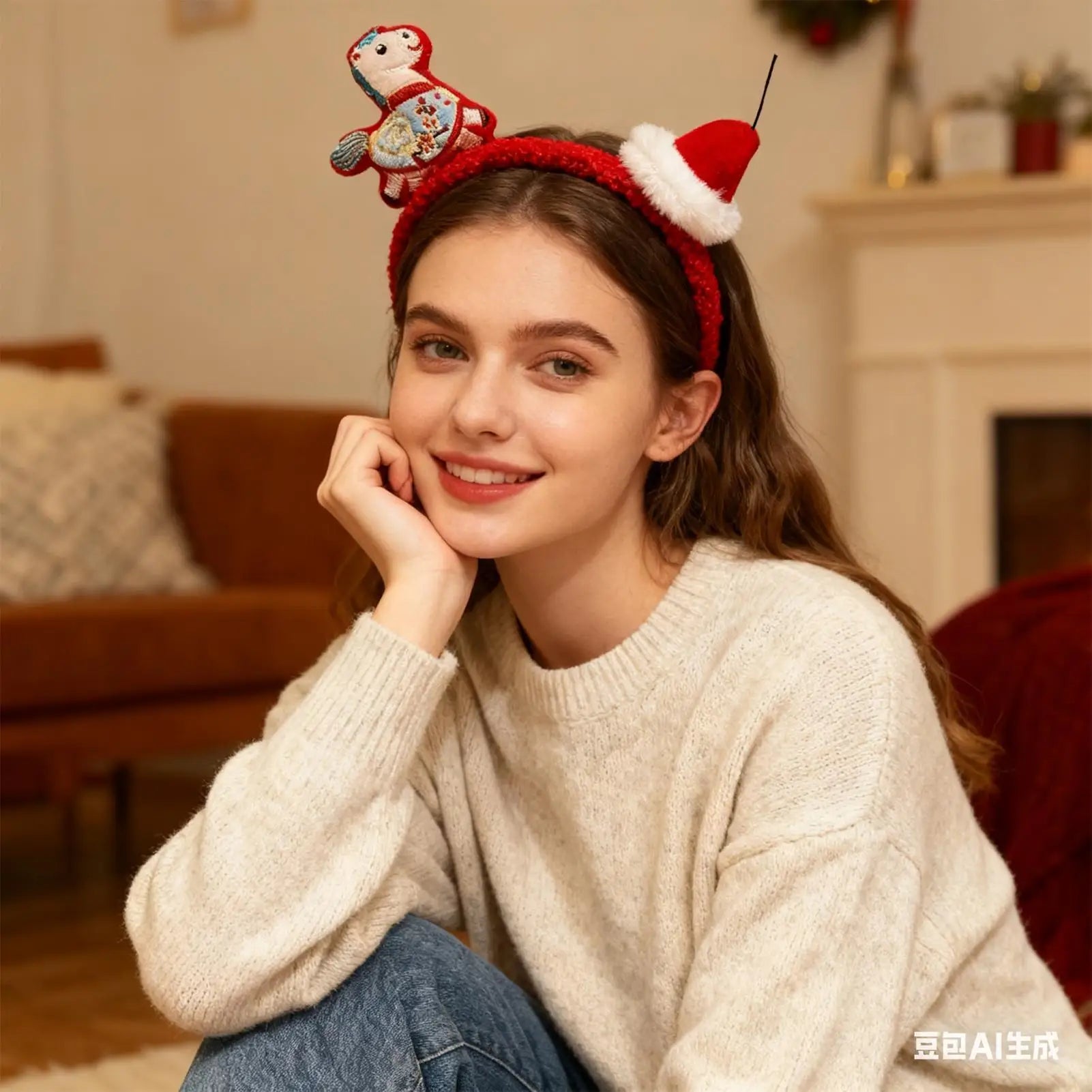 Funny Cartoon Horse Headband New Year Headband Plush Pony Mascot Hair Hoop Plush Fortune Hairband Spring Festival Headband Qme