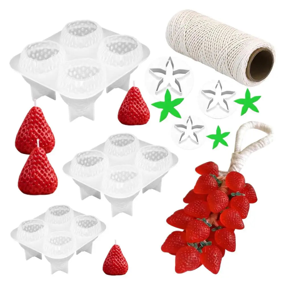3D Strawberry Mold Silicone Candle Making Mold Cake Decoration Mould For Resin Craft Cake Decoration Chocolate Ice Cube Plaster Qme White China Mainland