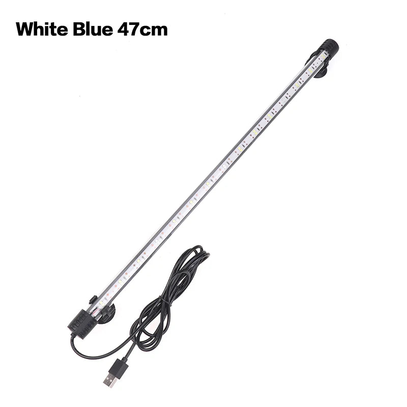 Fish Tank Light Underwater Lighting Submersible Lamp Plant Grow 110V Qme 47CM White Blue CN Plug