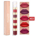 5 In 1 Matte Lipstick Kit Combo Strip Velvet Sexy Red Lip Tint Non-stick Cup Lip Gloss Lip Oil Makeup Lips Cosmetic Set Qme 03