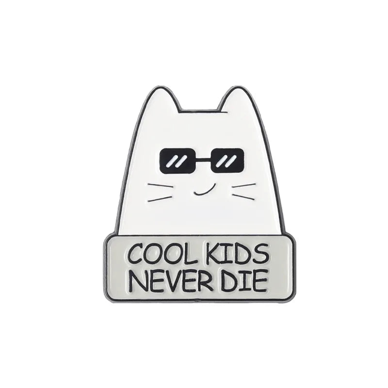Cartoon Cat Enamel Pin I'm Fine Quote Metal Cute Animals Knife Badge Lapel Clothes Brooch Jewelry Gift Backpack Gift for Friends Qme Style 3
