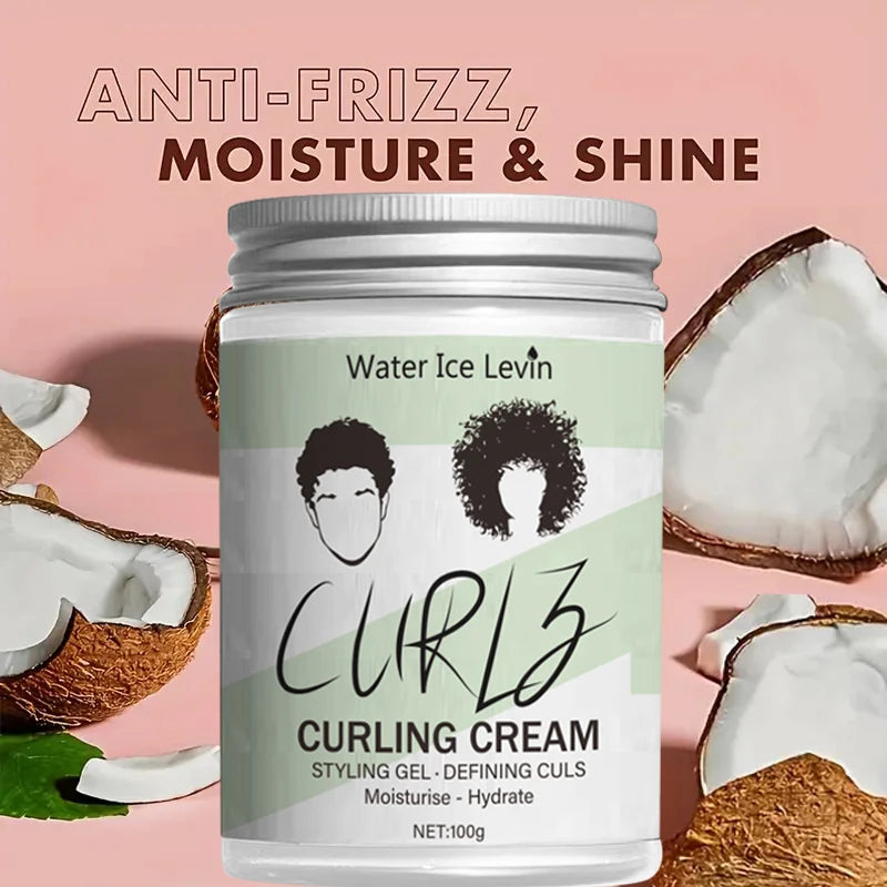 Curry Curling Cream Styling Hair Mask—Hair Care and Moisturizing Hydrate, Nourishes and Cares for Your Hair, Giving You a Radiant Shine/100G Bottle/Suitable for Travel Qme