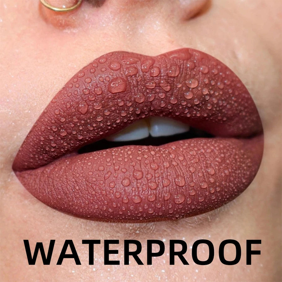 19 Colors Matte Velvet Lip Gloss Waterproof Liquid Lipstick Nude Qme 02