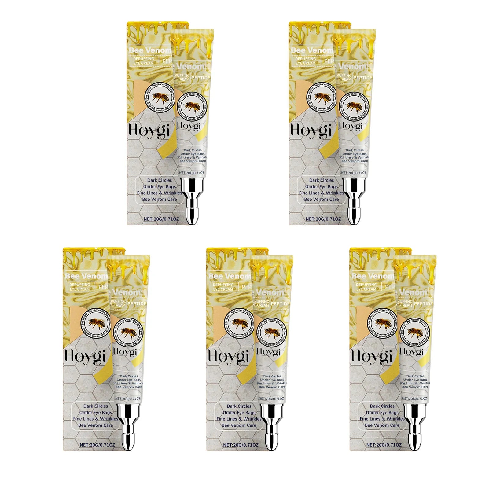 Bee Venom Eye Cream Hydrating & Firming Removal Eye Bag Anti Puffiness Fade Dark Circles Anti-Wrinkle Delicate Eye Area Care Qme 5 x 20g Boxed