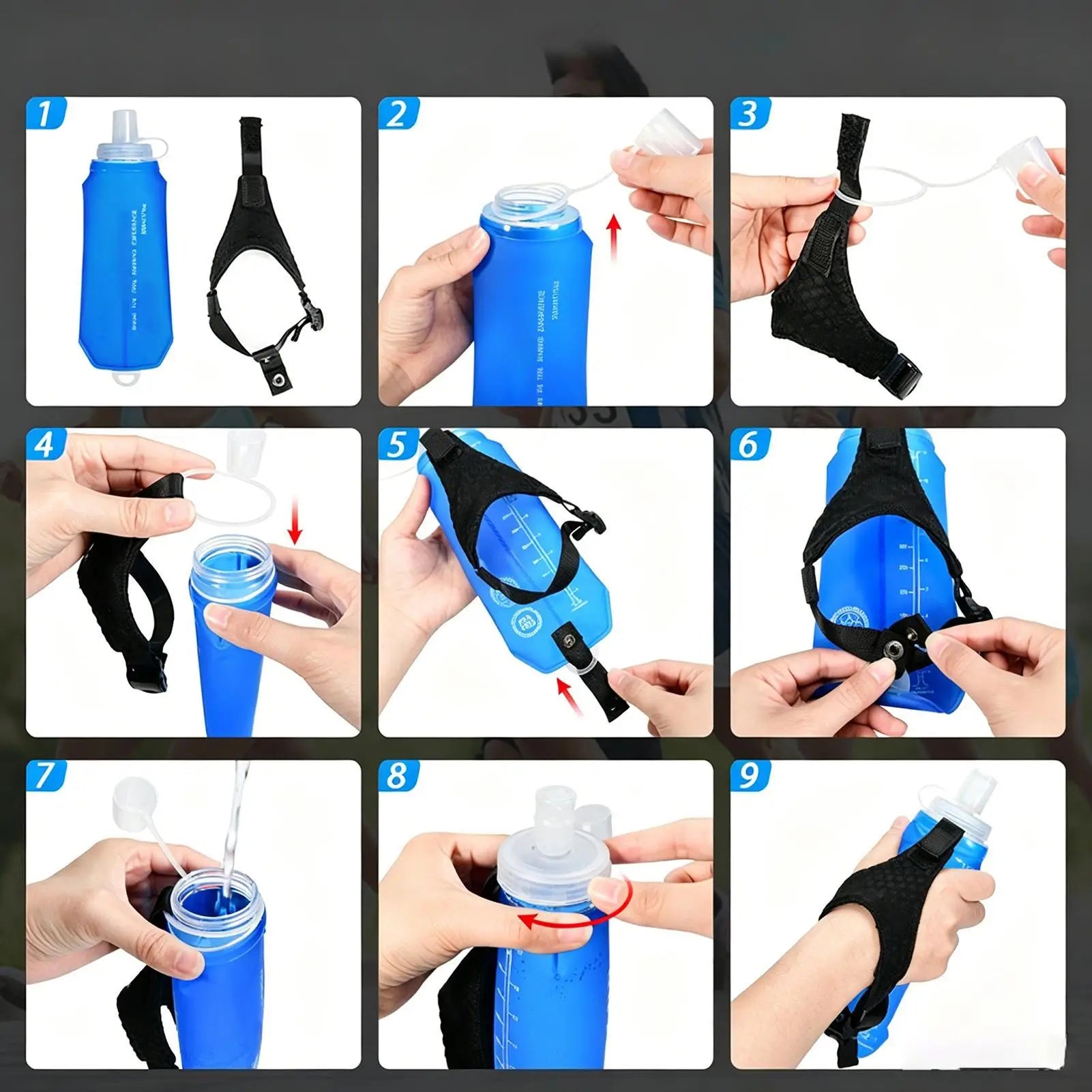 Handheld Water Bottle Running Spill-proof Foldable Lightweight Soft Qme