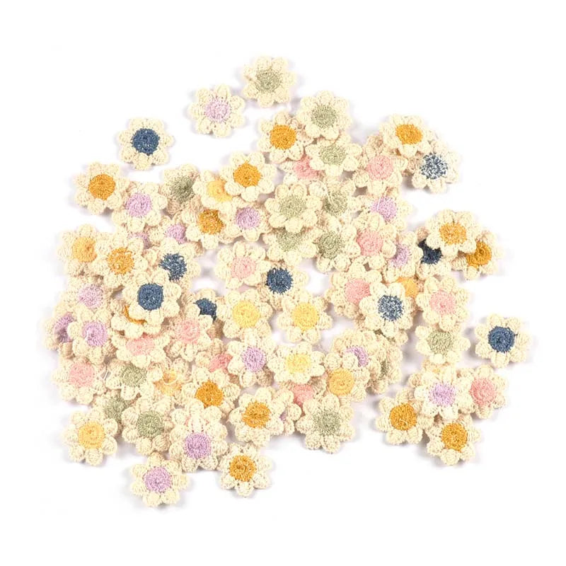 50Pcs 2cm 5color Mini Flower Patches Sewing Accessories Lace Embroidery Garment Appliques For Handmade Material Home Decor c3461 Qme