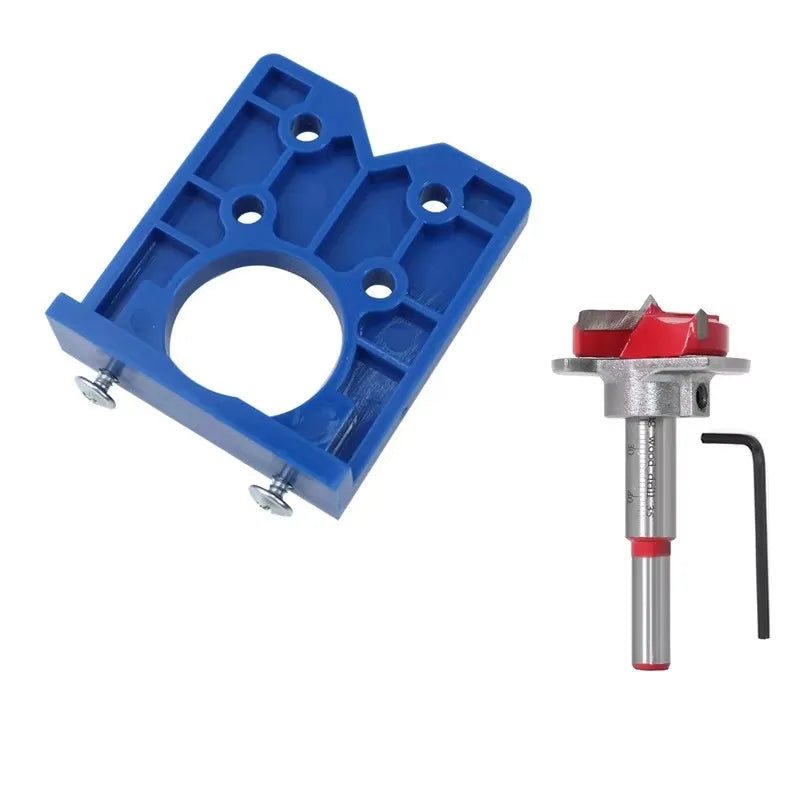 35mm Drill Bits woodworking Door Hole Opener Cabinet Accessories Tool Hinge Hole Drilling Guide Locator Hinge Drilling Jig Qme 2pcs(adjust drill)