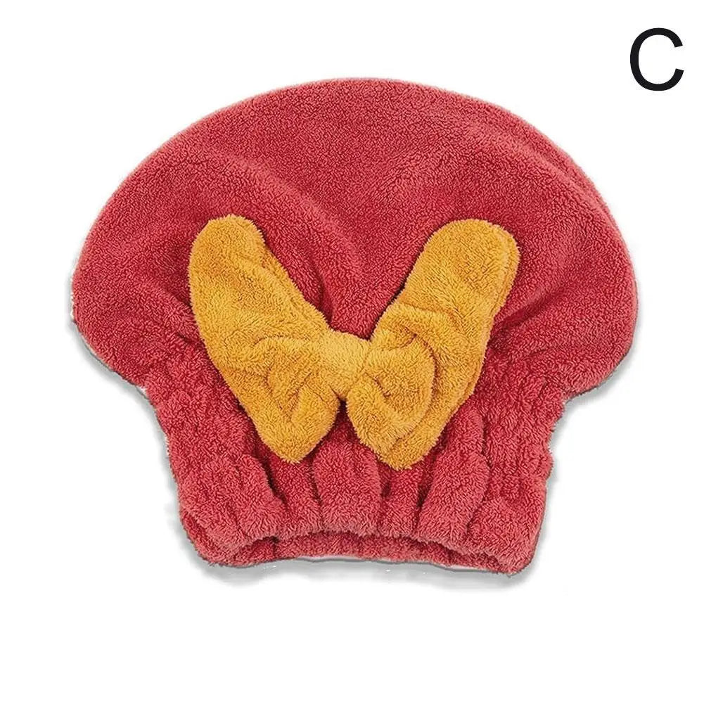 Microfiber Drying Hair Caps For Women Girls Quick Dry Hair Towel Turban Hat Bathing Soft Hair Towel Wrap With Cute Butterfly Bow Qme Red China