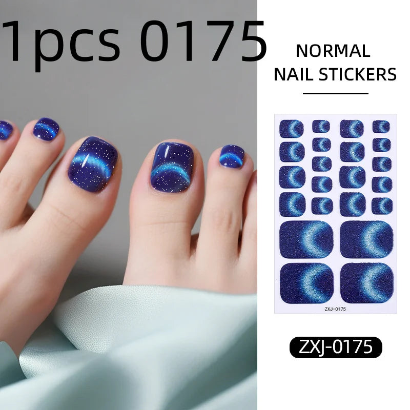Cat Eye Style Nail Art Stickers Self adhesive Stickers For Toe Nails Full Cover Toenail Polish Stickers DIY Foot Decals Qme 1pcs 0175