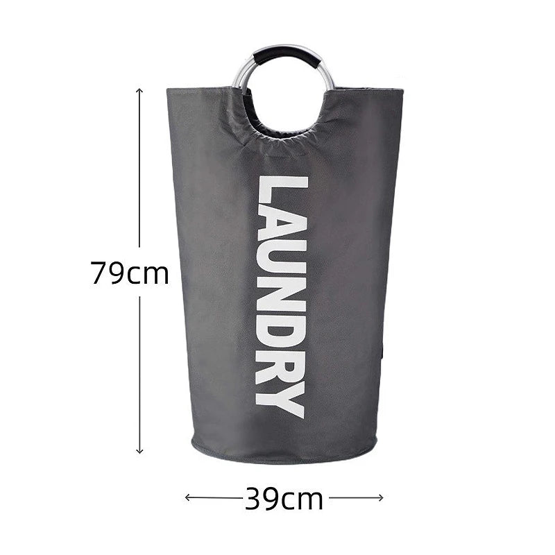 Oxford Fabric Waterproof Laundry Bag Dirty Clothes Storage Basket Qme 90L Gray