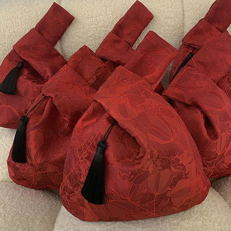 Gift Bags Wedding Favors Jacquard Fabric Boxes Tassel Wedding Candy Tote Bags Qme