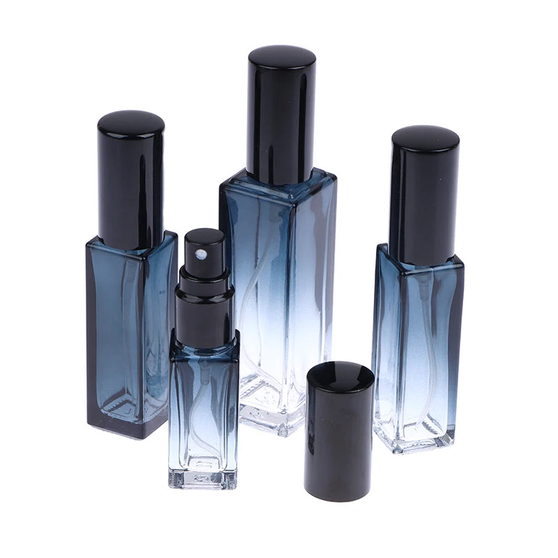 Gradient Blue Perfume Spray Bottle Empty Glass Atomizer Travel Qme