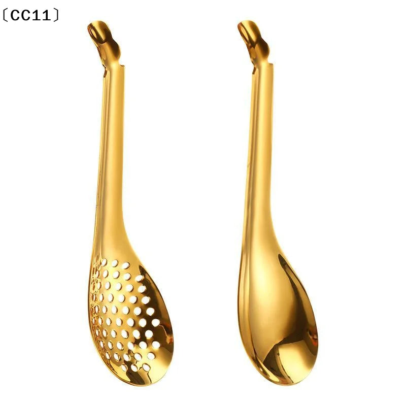 Stainless Steel Kitchen Spoon Cuisine Caviar Builder Roe Sauce Qme